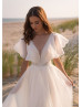 Flutter Sleeves Beaded Ivory Organza Chic Wedding Dress Flutter Sleeves Beaded Ivory Organza Chic Wedding Dress
